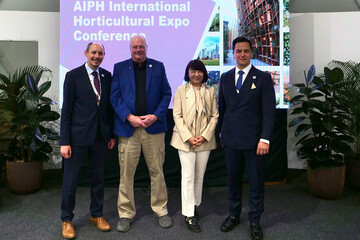 From left: AIPH Executive: Secretary General Tim Briercliffe (UK); Vice President Bill Hardy (Canada); Vice President Dr Holly Peng (China); and Leonardo Capitanio, President (Italy).