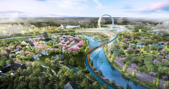 Expo 2024 Chengdu:
The embankment of the Jiangxi River and the construction of three river-spanning bridges have been successfully finalised.