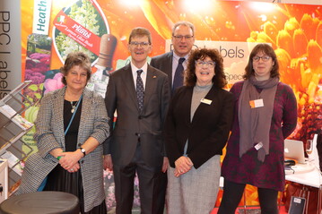From left Dr Elizabeth Warham, Department for international Trade; Rafe Courage, Consul General; Jeremy Watkinson, MD of PPC Labels,Pat Flynn,
cha Trade Association Manager
 and Catherine Pilling, senior project manager, PPC Labels