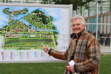 Landscape architects Niek Roozen (pictured) and Winy Maas collaborated to develop an arboretum of native woody plants for Floriade, which are placed in alphabetical order on the grid-like landscaped grounds.