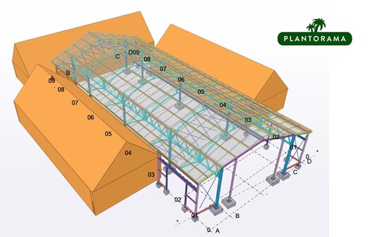 The wide-span construction for the new garden centre does not have a steel, but a wooden laminated construction made of sustainable certified wood.