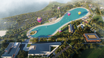 Artist"s depiction of the Expo 2023 Kahramanmaras site taken from above featuring the Crystal Lagoon (69.000 m2).