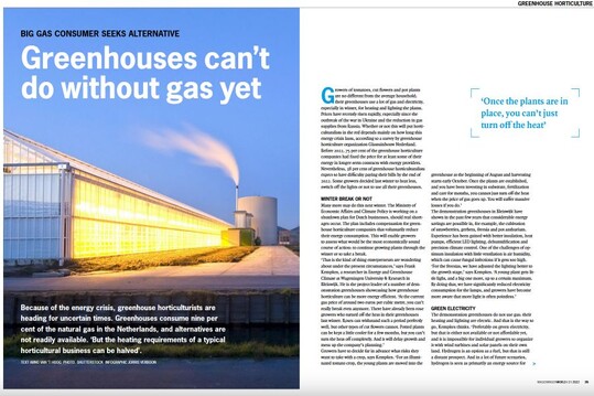 Because of the energy crisis, greenhouse horticulturists are heading for uncertain times.